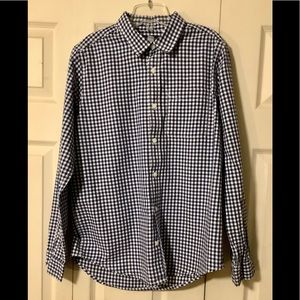 White and Navy checkered boys dress shirt
